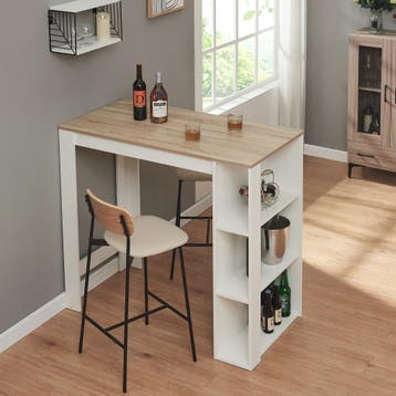 Bartafel Danderyd met 3 planken 120x60x105,5 cm wit en eiken, Verzenden, Nieuw