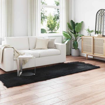 vidaXL Tapijt van imitatie TAFALLA Zwart 80 x 250 cm, Verzenden, Nieuw, Zwart