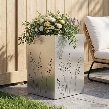 vidaXL Plantenbak zilver 50 x 50 x 75 cm Roestvrij staal, Verzenden, Minder dan 60 cm, Nieuw, Metaal