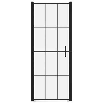 vidaXL Douchedeur 81x195 cm gehard glas zwart, Verzenden, Nieuw