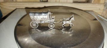 Beeldje - Koets met paarden - .835 zilver