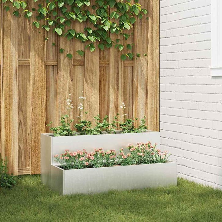 vidaXL Tuin Bloempot Zilver 100 x 60 x 45 cm Roestvrij staal, Tuin en Terras, Bloembakken en Plantenbakken, 60 tot 100 cm, Nieuw