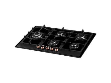 Everglades - Gas Kookplaat - Zwart Glas, Verzenden, Nieuw, Gas, 5 kookzones of meer
