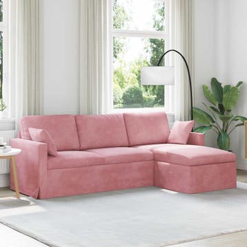 vidaXL Bank Roze 228 x 134 x 80 cm Fluweel, Huis en Inrichting, Banken | Bankstellen, Verzenden, Nieuw, Stof, Minder dan 150 cm