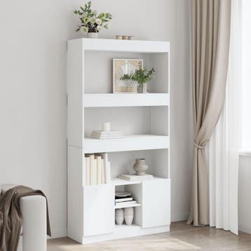 vidaXL Hoge kast 92x33x180 cm bewerkt hout wit, Huis en Inrichting, Kasten | Boekenkasten, Verzenden, Nieuw, Overige houtsoorten
