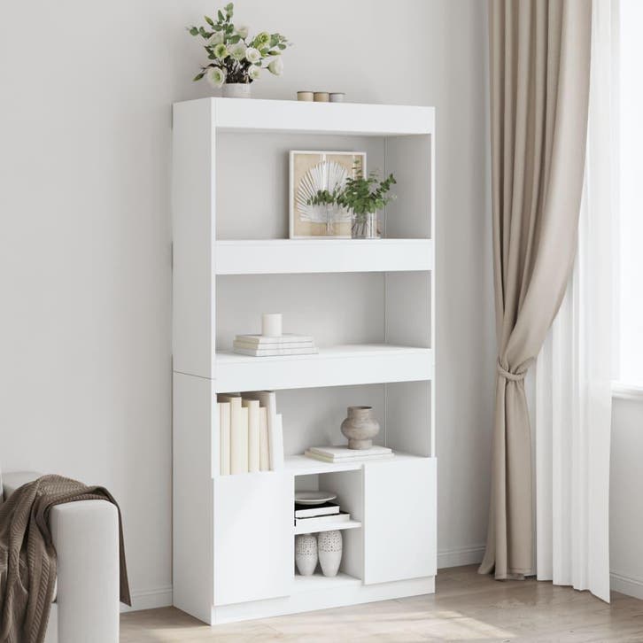 vidaXL Hoge kast 92x33x180 cm bewerkt hout wit, Huis en Inrichting, Kasten | Boekenkasten, Nieuw, Overige houtsoorten, Verzenden