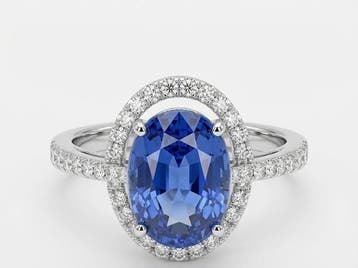 Ring - 18 karaat Witgoud - 3.44ct. tw. Saffier - Diamant, Nieuw