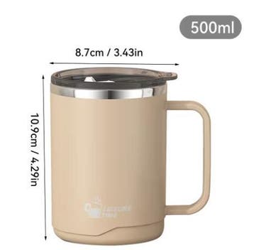 Dubbelwandige RVS Koffiemok met Handvat en Deksel, Verzenden, Nieuw