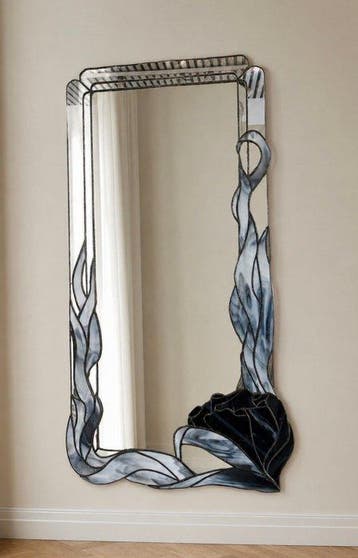Spiegel - Opaline glas - Italiaans vintage ontwerp