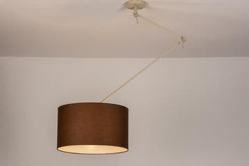 Rietveld Hanglampen - Bruin, Beige, Zand - Stof, Metaal, Verzenden, Nieuw