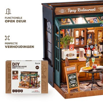 Robotime Tipsy Restaurant Miniatuurhuisje Bouwpakket Mode..., Verzenden, Nieuw