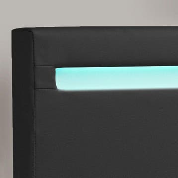 Gestoffeerd Bed Verona - 90 x 200 cm - Zwart - LED verlichti, Verzenden, Nieuw