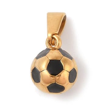 1 x 304 RVS bedel voetbal met emaille – goudkleur 10 x 8.., Ophalen of Verzenden, Nieuw, Kraal