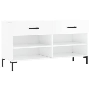 vidaXL Schoenenbank 102x35x55 cm bewerkt hout hoogglans wit, Verzenden, Nieuw