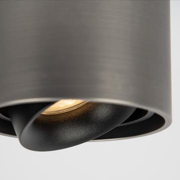 Oliver Opbouwspot Rond Gun Metal Binnenverlichting, Verzenden, Nieuw, Plafondspot of Wandspot