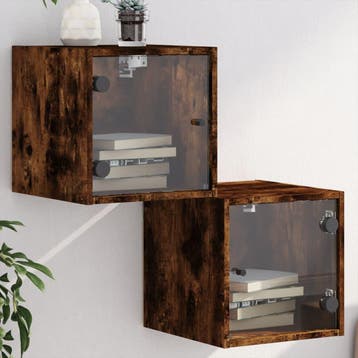 vidaXL Nachtkastjes met glazen deuren 2 st 35x37x35 cm, Minder dan 45 cm, Verzenden, Nieuw, Minder dan 55 cm