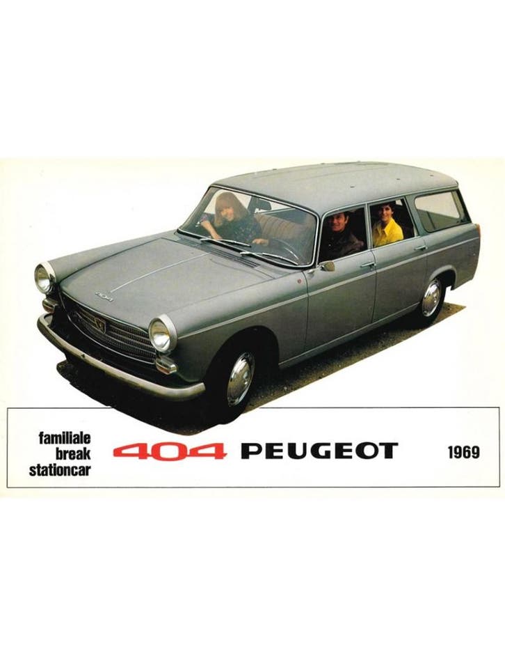 1969 PEUGEOT 404 FAMILIALE / BREAK / STATIONCAR BROCHURE, Boeken, Auto's | Folders en Tijdschriften, Peugeot