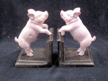 Boekensteunen met Varkens - Boekensteunen (2) - Gietijzer -