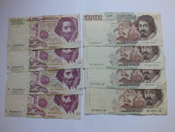 Italië. - 8 banconote Lire 1980/1990s - Caravaggio +