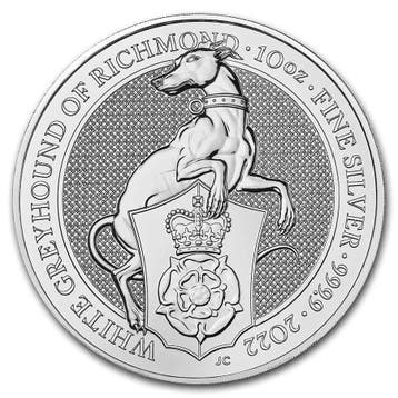 Queens Beast White Greyhound of Richmond - 10 oz 2022, Verzenden, Losse munt, Zilver