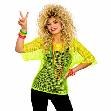 Visnet top neon geel, Verzenden, Nieuw, Feestartikel