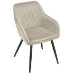 Stoel Marilyn, fluweeloptiek, gestikt - crème/zwart, Set van, Verzenden, Nieuw