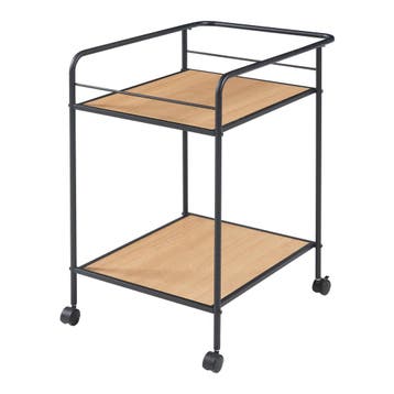 [en.casa] Keukentrolley Hole 72x62x45 cm zwart en eikenkleur, Verzenden