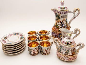 R. Capodimonte - Koffieservies (9) - Porselein, Verguld,
