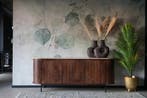 Dressoirs in mangohout walnootkleur met travertine, Huis en Inrichting, Kasten | Dressoirs, Japandi, 150 tot 200 cm, Nieuw, Ophalen of Verzenden