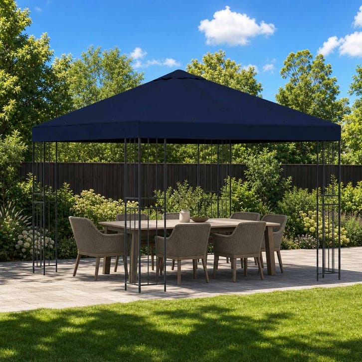 vidaXL Paviljoen 3 x 3 m Blauw Polyester en staal 190 gsm, Tuin en Terras, Partytenten, Nieuw, Verzenden