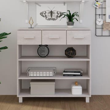vidaXL Wandtafel HAMAR 90x35x90 cm massief grenenhout wit, Verzenden, Nieuw, 60 cm of meer