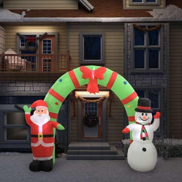 vidaXL Kerstboog kerstman en sneeuwpop opblaasbaar LED 223, Diversen, Verzenden, Nieuw