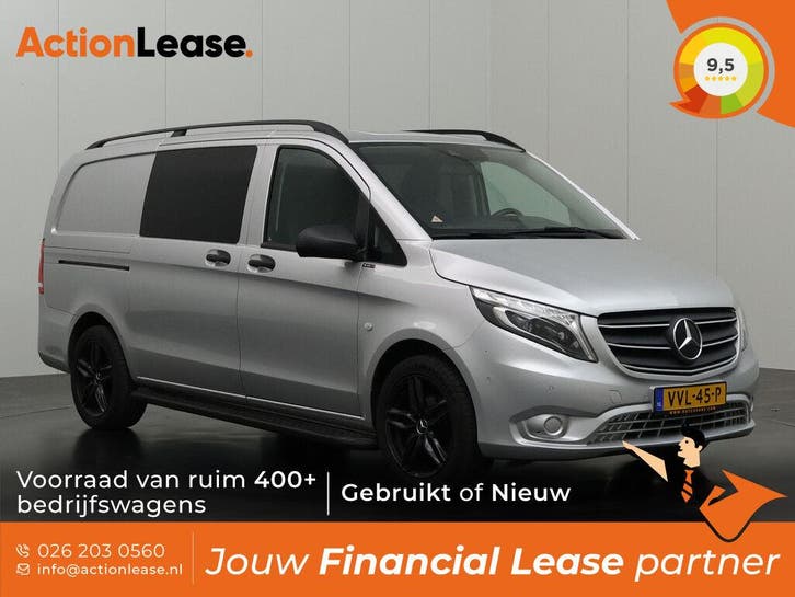 Mercedes Vito Dubbel cabine L2 H1 2023 Diesel Automaat, Auto's, Mercedes-Benz, Te koop, Zwart, Automaat, Financial lease, BTW verrekenbaar