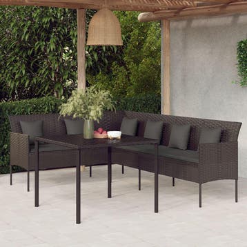vidaXL 2-delige Tuinset met kussens poly rattan zwart, Verzenden, Nieuw, 2 zitplaatsen, Tuinset