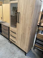 Woody vitrine, natur, Nieuw, Glas, Met lade(s)