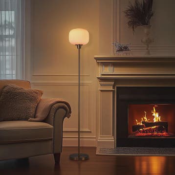 Moderne Staande Lamp met Bolvormige Glazen Kap - Sfeervolle, Huis en Inrichting, Verzenden, Nieuw