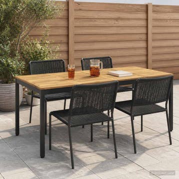 vidaXL Tuindiner tafel Wit en zwart 196 x 100,5 x 75 cm, Tuin en Terras, Tuintafels, Verzenden, Nieuw