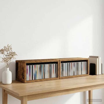 vidaXL CD Opslag Rek 2 st Eikenhout 40 x 17 x 17 cm Bewerkt, Verzenden, Nieuw