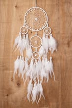 Dromenvanger Mandala Wit Dreamcatcher Veren Macramé Bohemian, Ophalen of Verzenden, Nieuw, Feestartikel, Carnaval