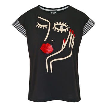 Verysimple • zwart t-shirt knipogende dame • 36 (IT42), Verzenden, Nieuw, Maat 36 (S), Verysimple