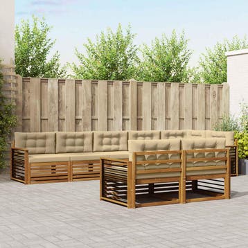 vidaXL Buiten bankenset 8 st Natuurlijk en Beige, Verzenden, Nieuw