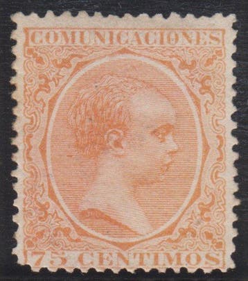 Spanje 1889 - Alfonso XIII. Tipo Pelón. 75 cent, oranje. -, Postzegels en Munten, Gestempeld