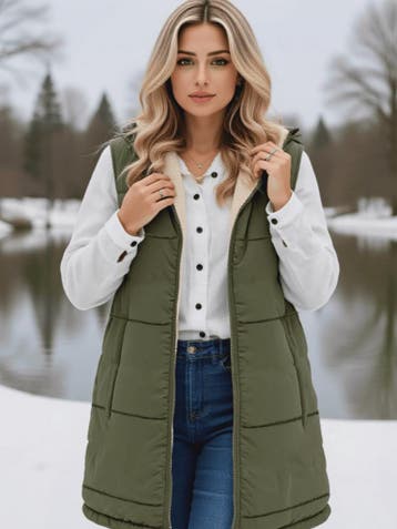 Dames Winter Vest met Capuchon - Fleece Gevoerd Katoen, Verzenden, Nieuw