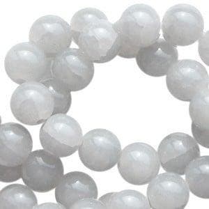 20 x Crackled opal glaskralen 8 mm Grey (Opaal glaskralen), Ophalen of Verzenden, Nieuw, Kraal