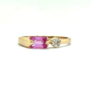 Ring - 14 karaat Geel goud - 0.83ct. tw. Saffier - Diamant, Sieraden, Tassen en Uiterlijk, Ringen, Nieuw