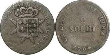 2 Soldi 1804, Italien-florenz Carl Ludwig en Maria Louisa..., Verzenden