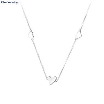 Zilveren 3 hartjes ketting, Verzenden, Nieuw, Zilver