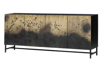Dressoir OXID 180cm metaal zwart goud massief mangohout -, Ophalen of Verzenden, Nieuw