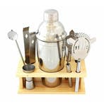 Luxe 9delige Cocktail Shaker Set met Bamboe Standaard – RVS, Ophalen of Verzenden, Nieuw