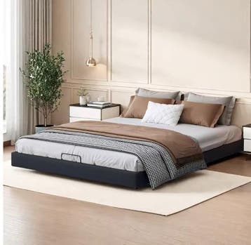 Gestoffeerd Tweepersoonsbed met LED, Opbergruimte Modern F, Verzenden, Nieuw